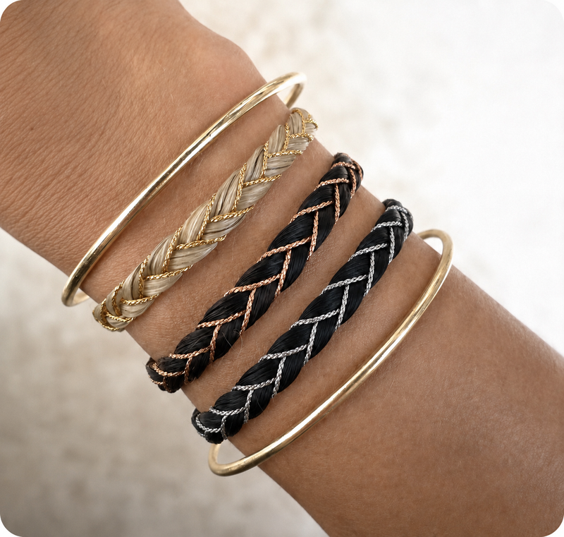 Bracelets en crins tréssé (à personnaliser avec votre cheval)