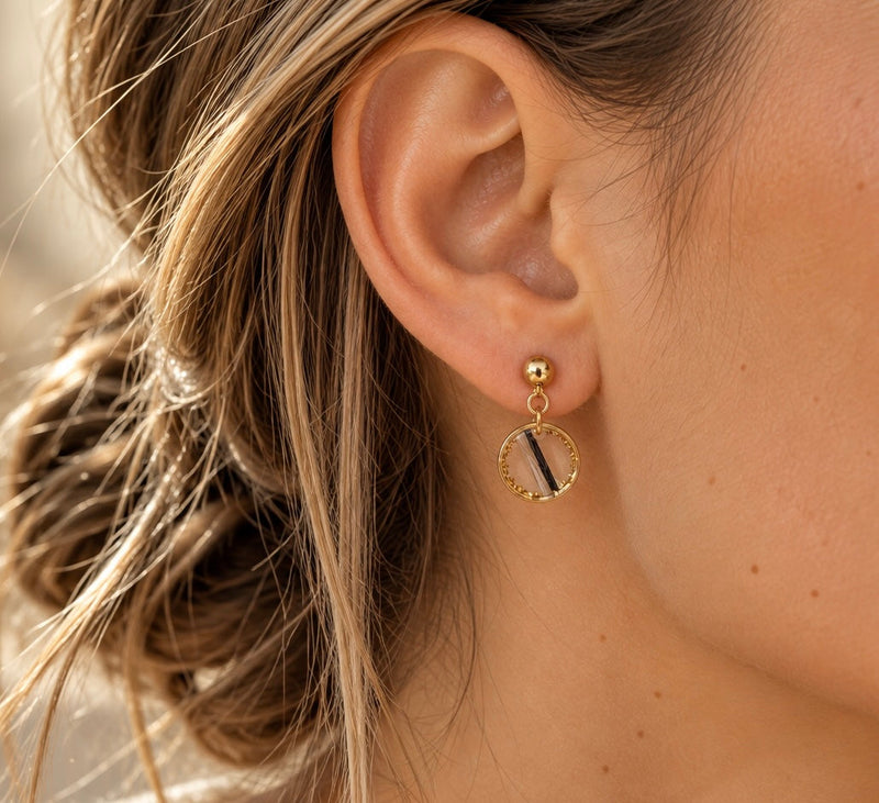 Boucles d'oreille à personnaliser (avec vos crins, poils, plûmes)