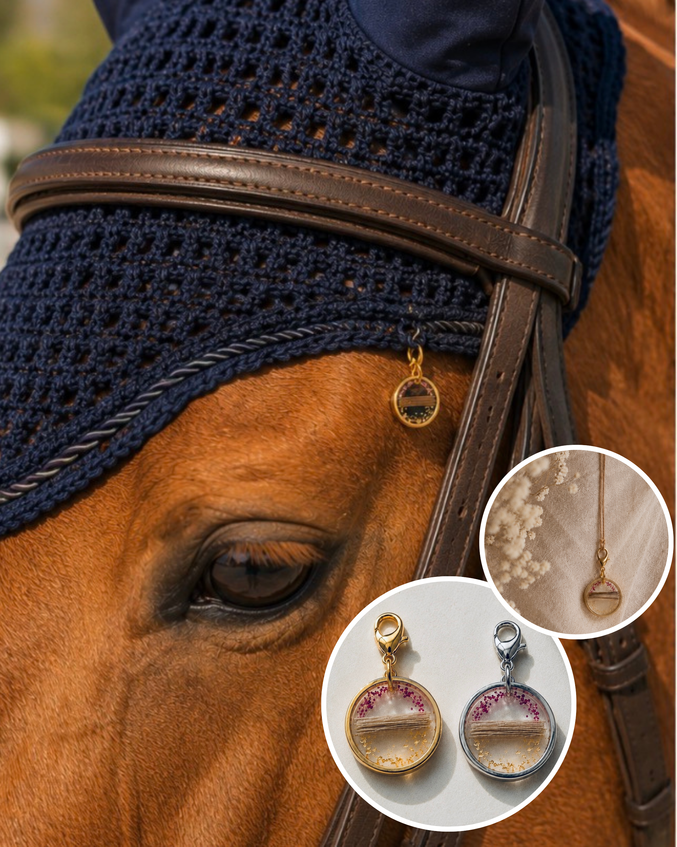 Bijoux pour animaux / Porte bonheur à personnaliser (avec vos crins, poils, plûmes …)