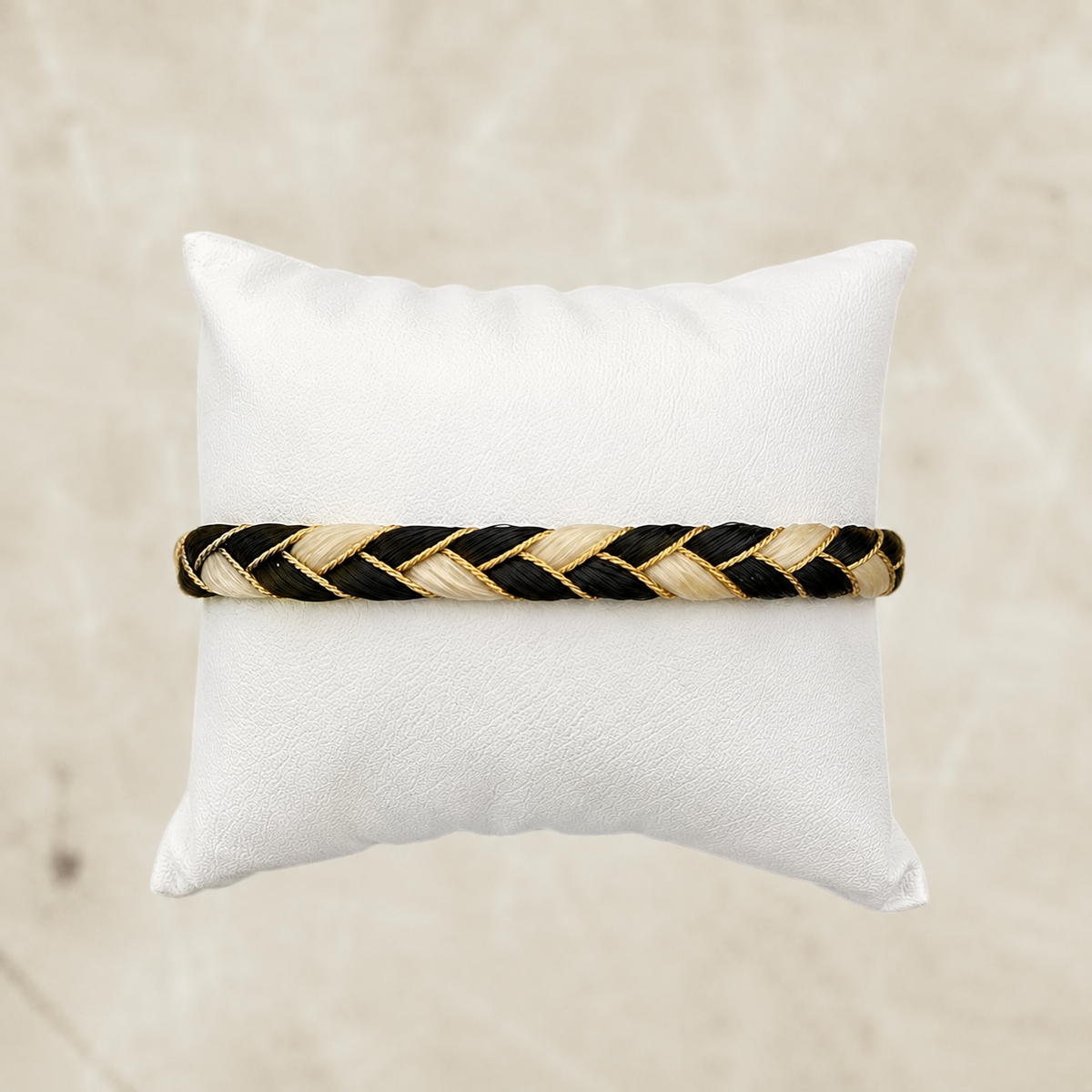 Bracelet PIE - crins bicolore & fil doré