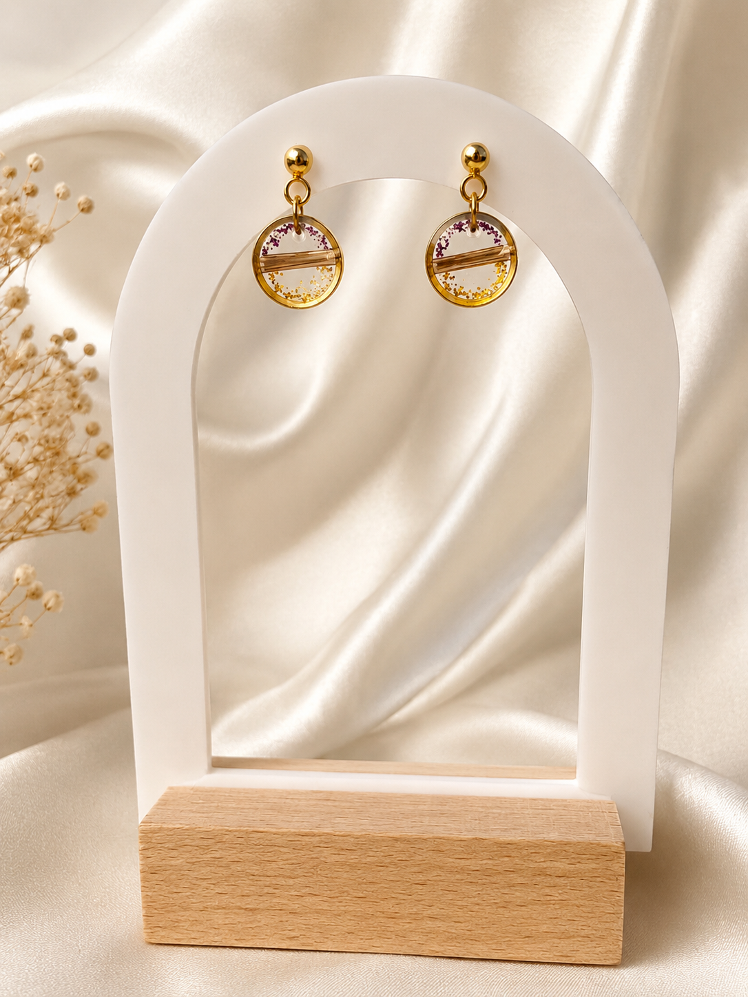Boucle d'oreille SOUVENIR paillettes (avec les crins, poils ou plumes de votre animal)