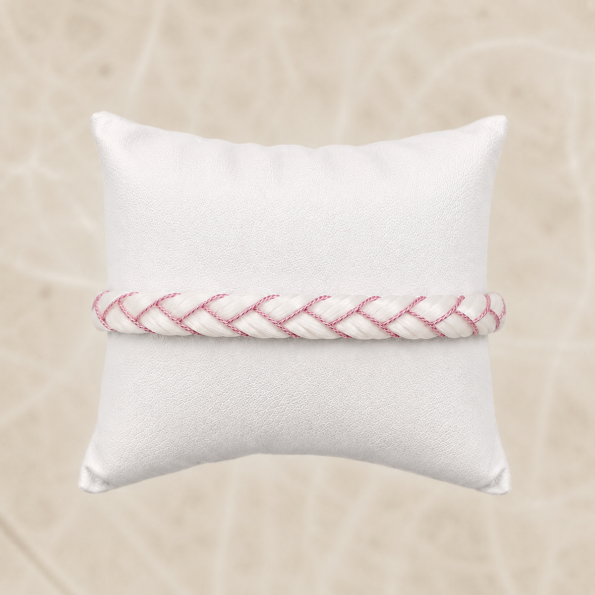 Bracelet ODYSSÉE - crins blanc & fil rose satiné