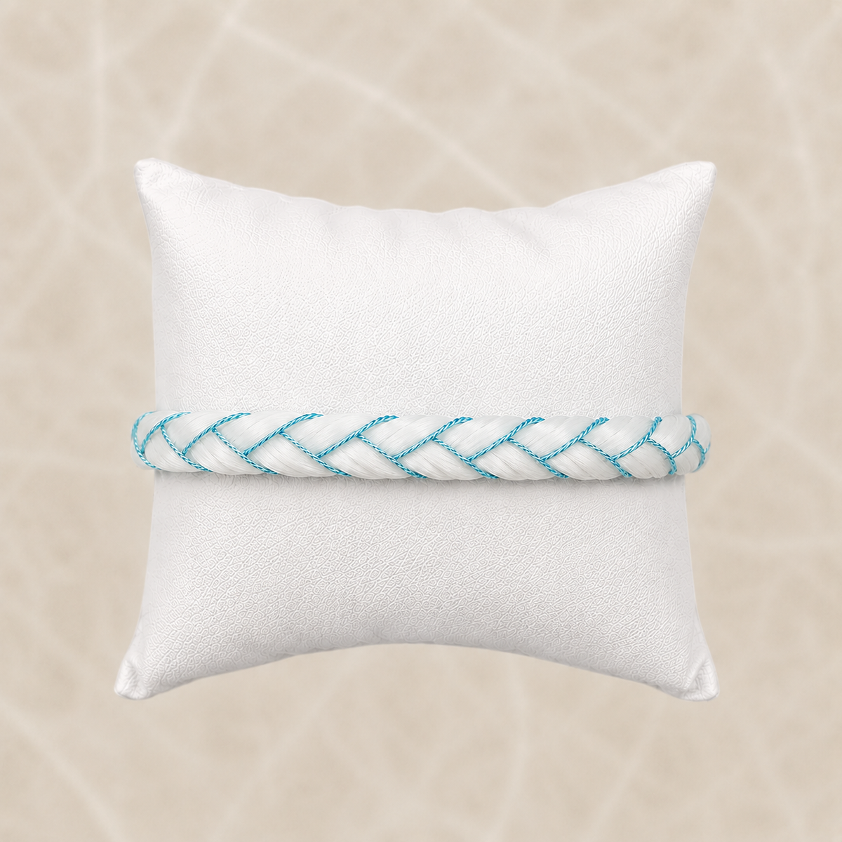 Bracelet OPPALINE - crins blanc & fil bleu