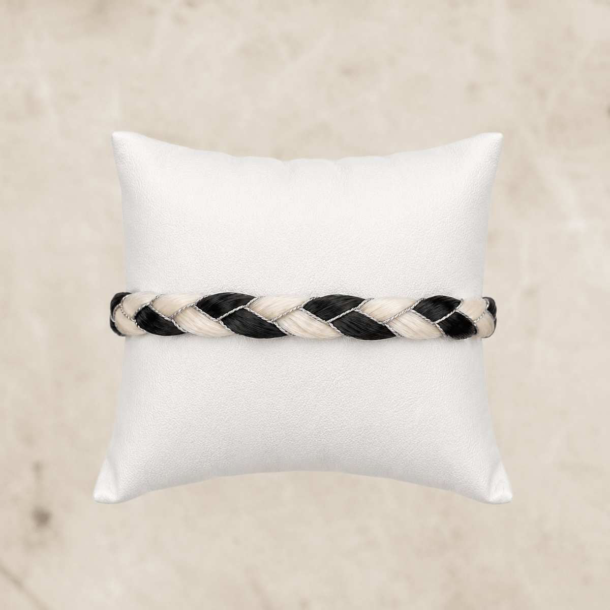 Bracelet PIE - crins bicolore & fil argenté
