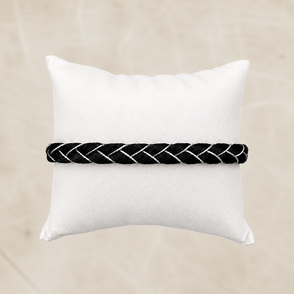 Bracelet LIBERTAD - crins noir & fil argenté