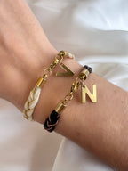 Bracelet en crins personnalisé - avec 2 charms initiale