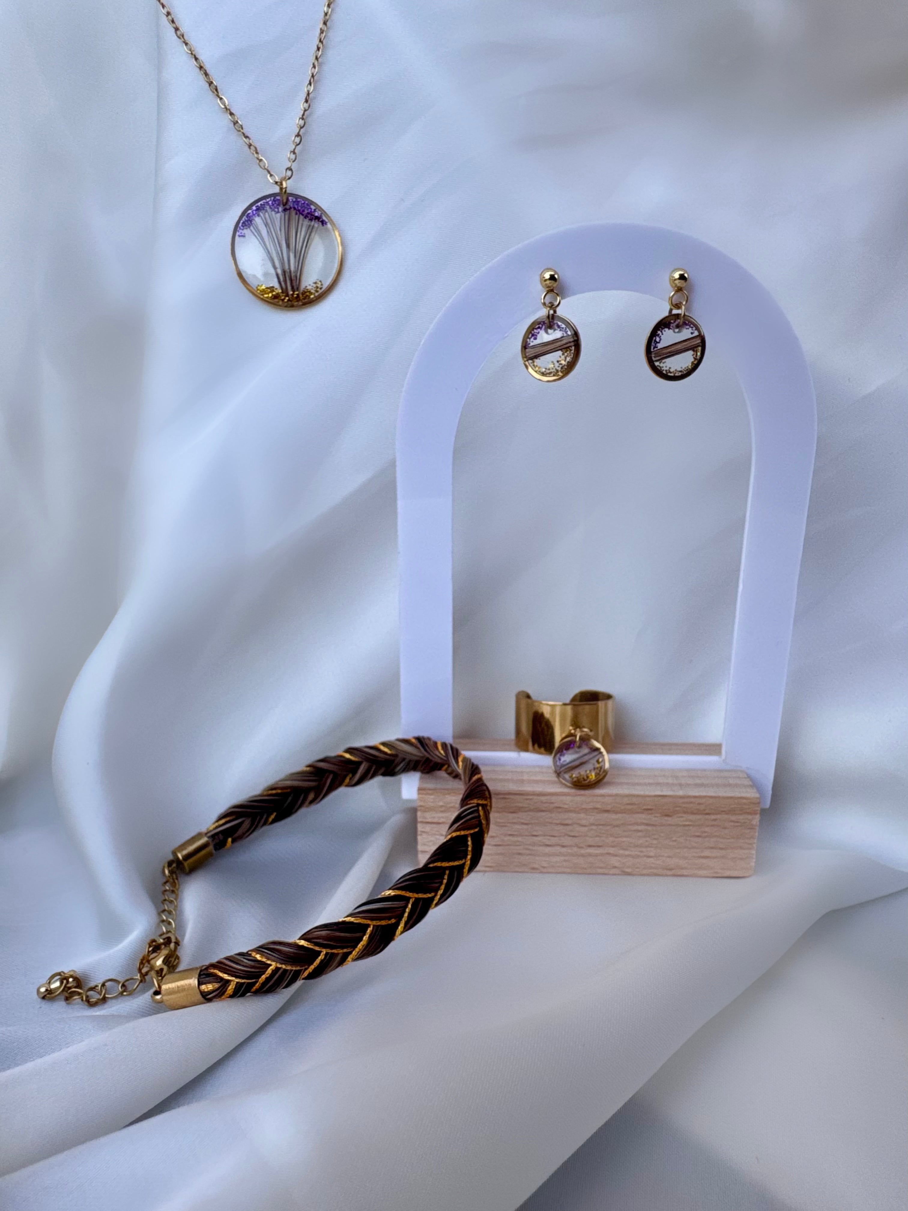 Boucle d'oreille SOUVENIR paillettes (avec les crins, poils ou plumes de votre animal)