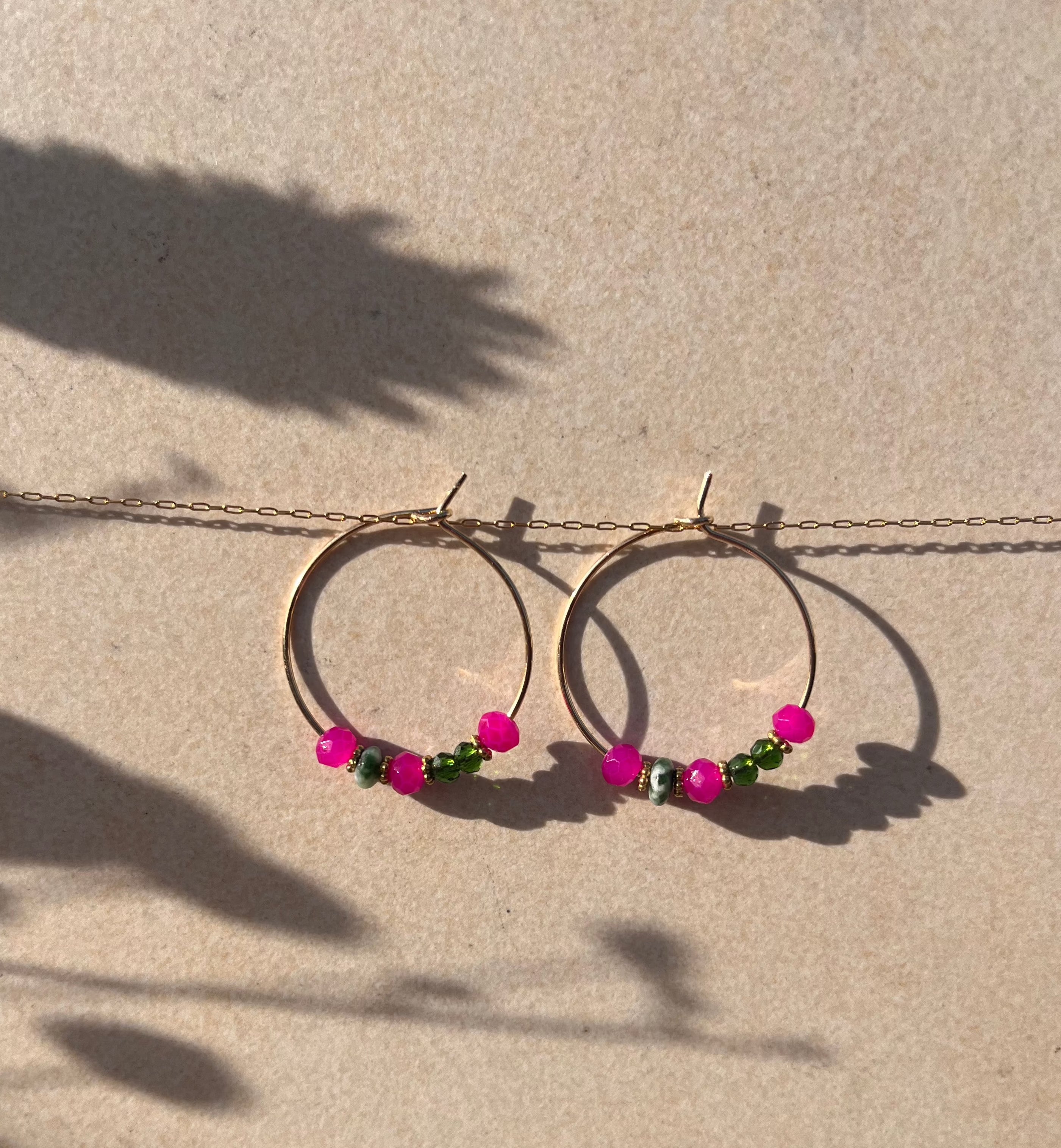 Boucles d'oreilles Fanou - Rose & Malachite