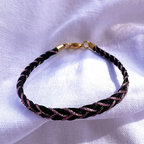 Bracelet ULYSSE - crins noir & fil rose satiné
