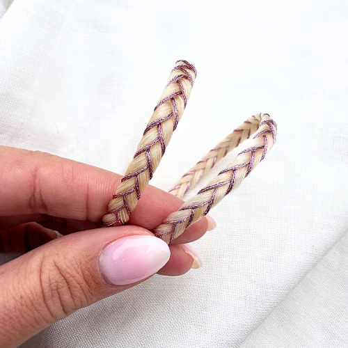 Bracelet ODYSSÉE - crins blanc & fil rose satiné