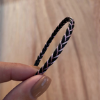 Bracelet ULYSSE - crins noir & fil rose satiné