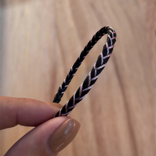 Bracelet ULYSSE - crins noir & fil rose satiné