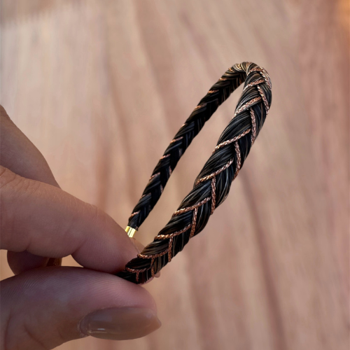 Bracelet WANDER - crins brun & fil cuivré