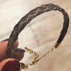 Bracelet WANDER - crins brun & fil cuivré